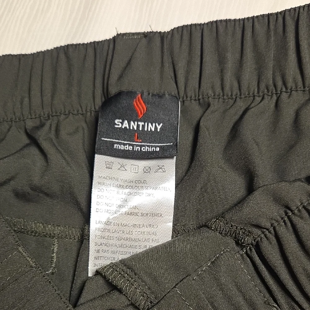 SANTINY Women's Olive Cargo Capris,SZ L. - Picture 5 of 8